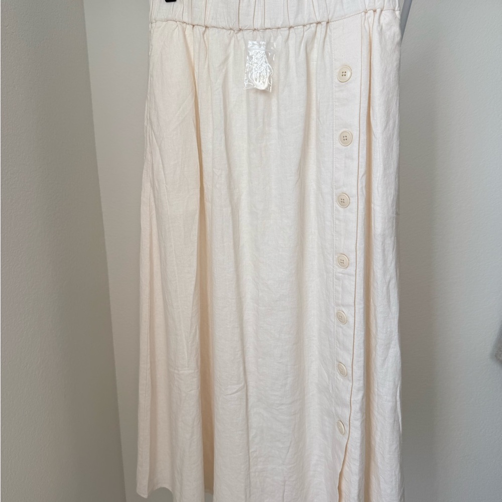 Madewell Cream Button-Front A-Line Skirt